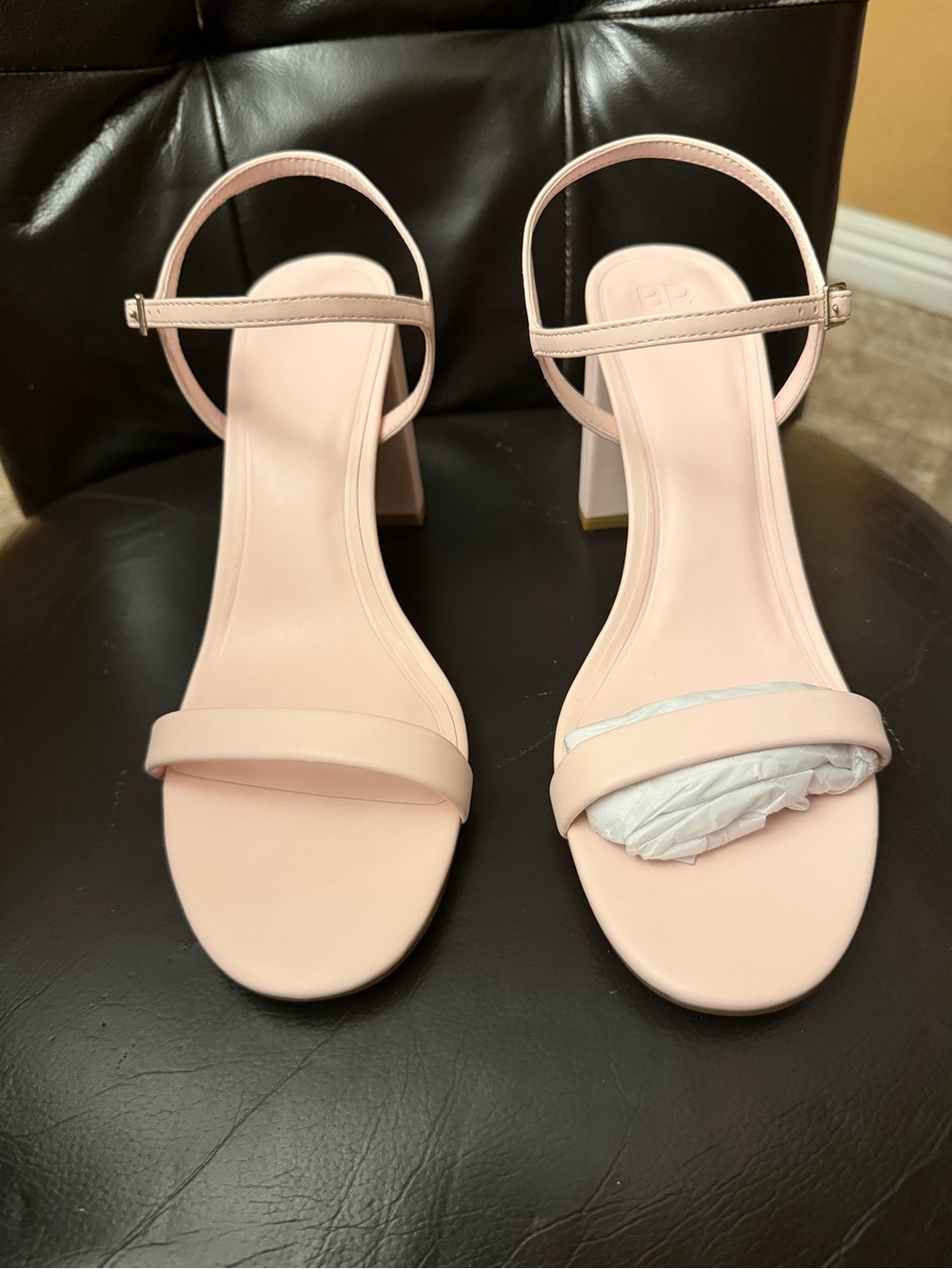 bp Light Pink Ankle-Strap Block Heel Sandals